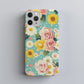 Vintage Blossom Pop Phone Case – Retro Florals with Polka Dot Whimsy