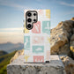 Pastel Beach Block Phone Case – Coastal Crabs, Palms & Shells