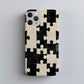 Black & Cream Puzzle Checkered Phone Case – Bold Minimalist Design