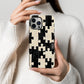 Black & Cream Puzzle Checkered Phone Case – Bold Minimalist Design