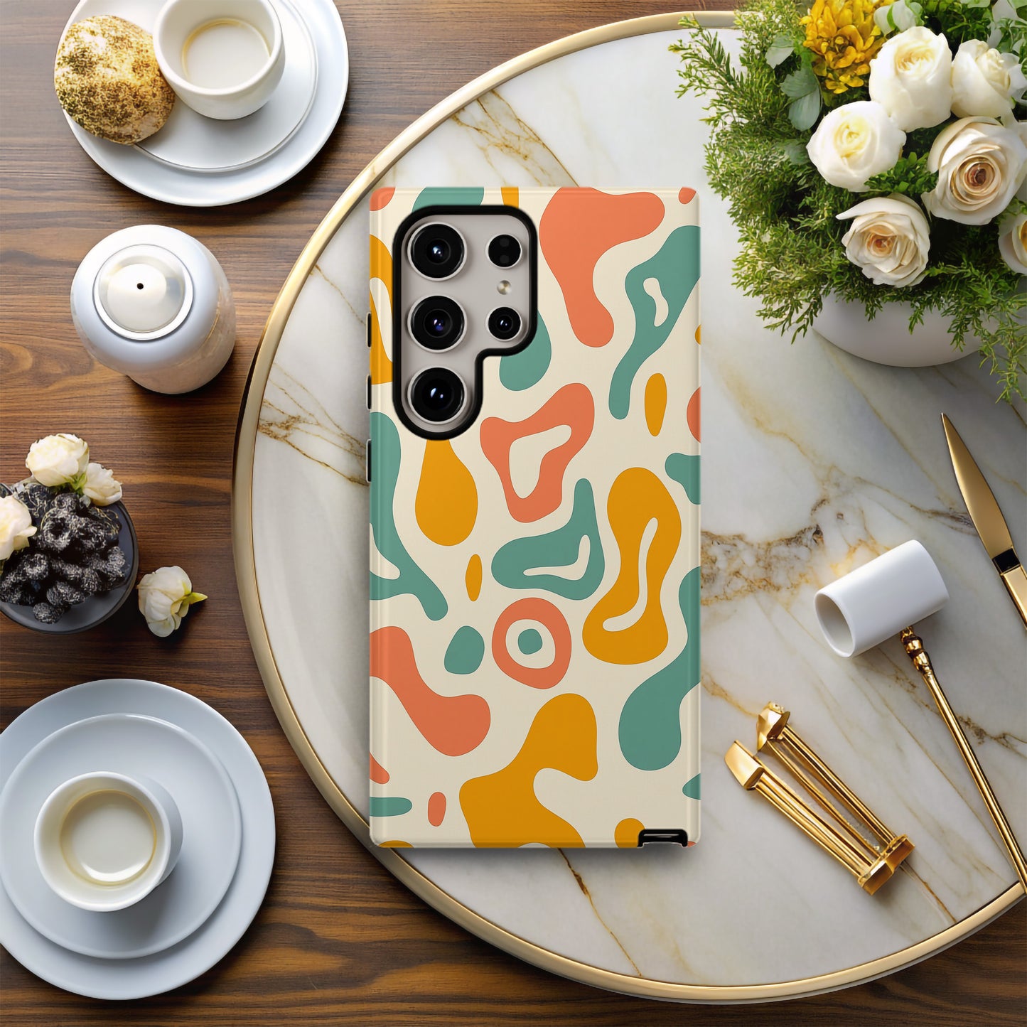 Groovy Retro Blob Phone Case – 70s Psychedelic Vibe in Warm Earth Tones