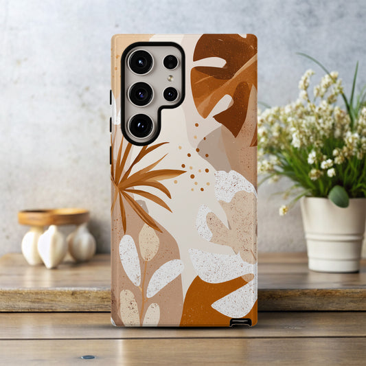 Boho Earth Tones Leaf Phone Case – Modern Minimal with Nature’s Warmth