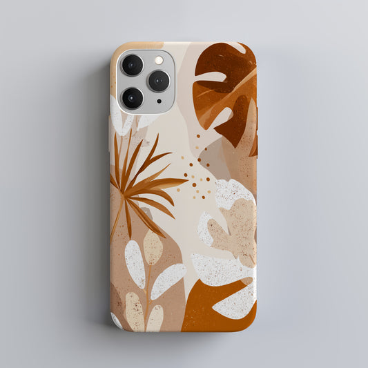 Boho Earth Tones Leaf Phone Case – Modern Minimal with Nature’s Warmth