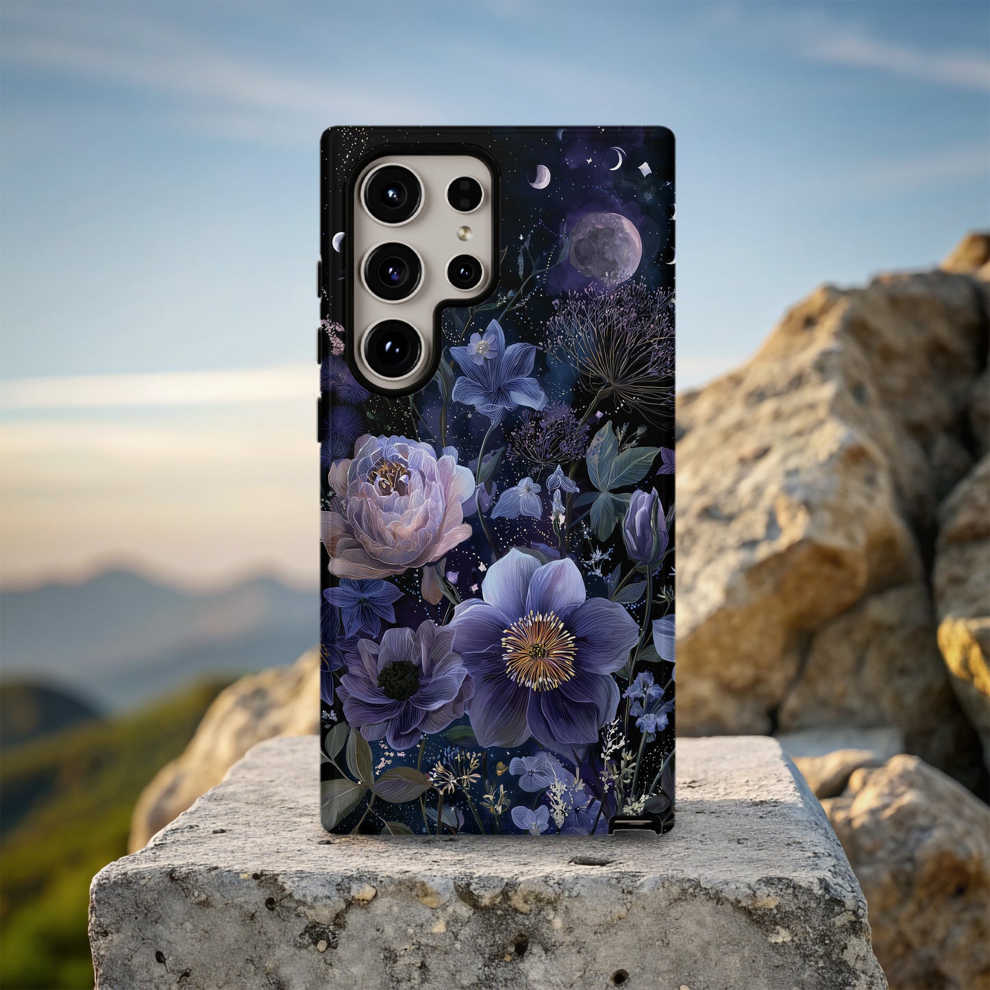 Galactic Bloom Phone Case – Celestial Flowers Under the Stars
