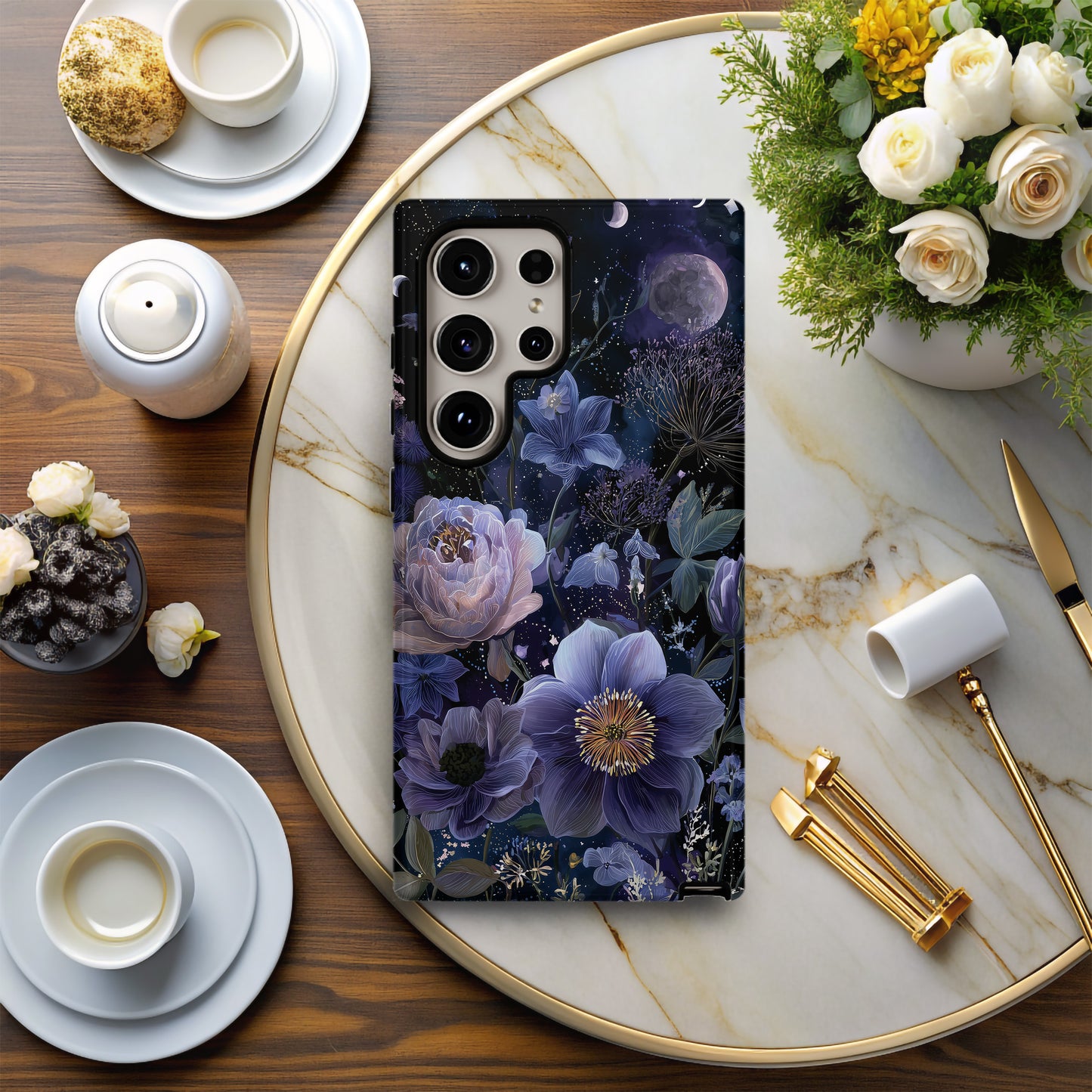 Galactic Bloom Phone Case – Celestial Flowers Under the Stars