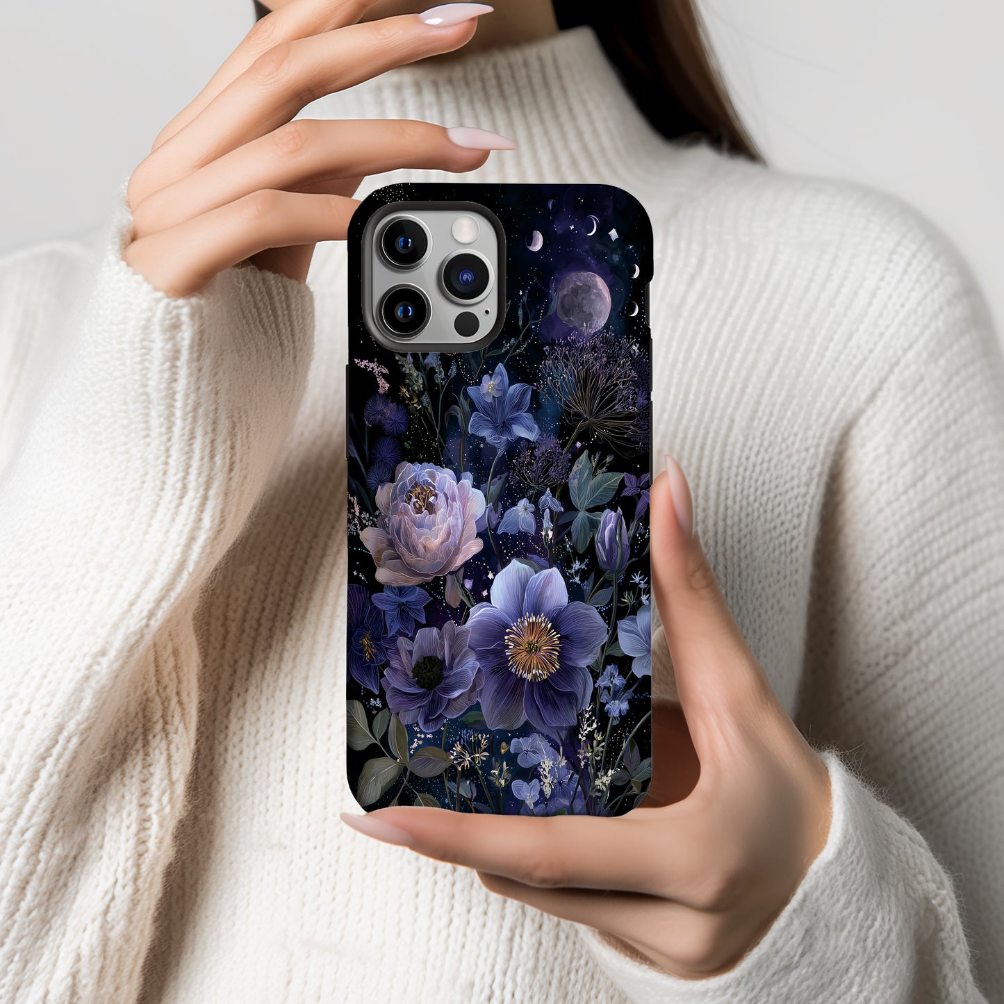 Galactic Bloom Phone Case – Celestial Flowers Under the Stars