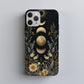 Golden Moon Phase Floral Phone Case – Celestial Boho Night Garden