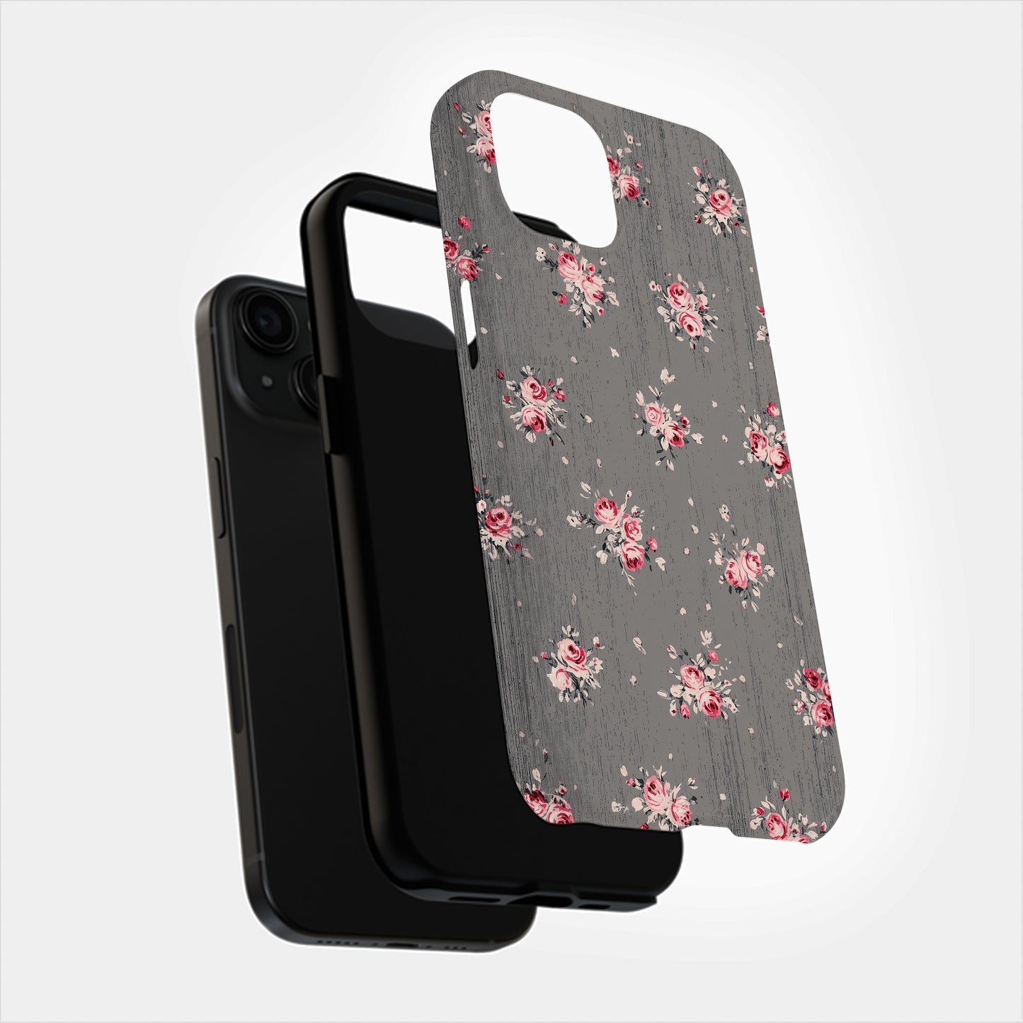 Vintage Rose Cluster Phone Case – Soft Grunge Floral Charm