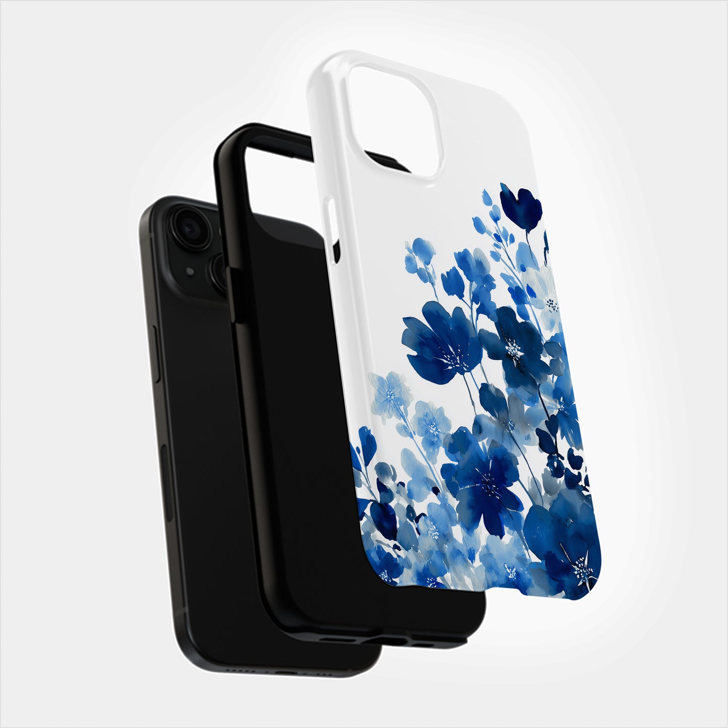 Midnight Indigo Bloom Phone Case – Watercolor Elegance in Blue