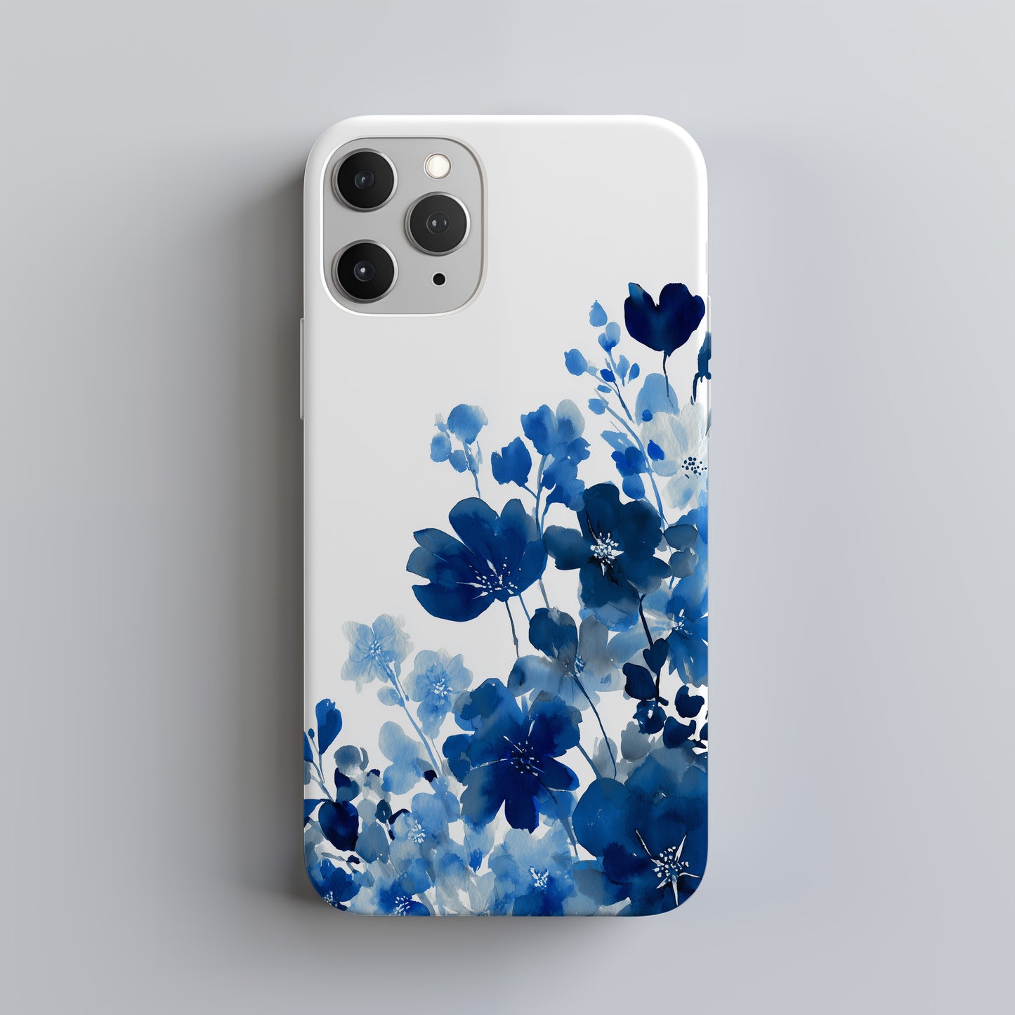 Midnight Indigo Bloom Phone Case – Watercolor Elegance in Blue
