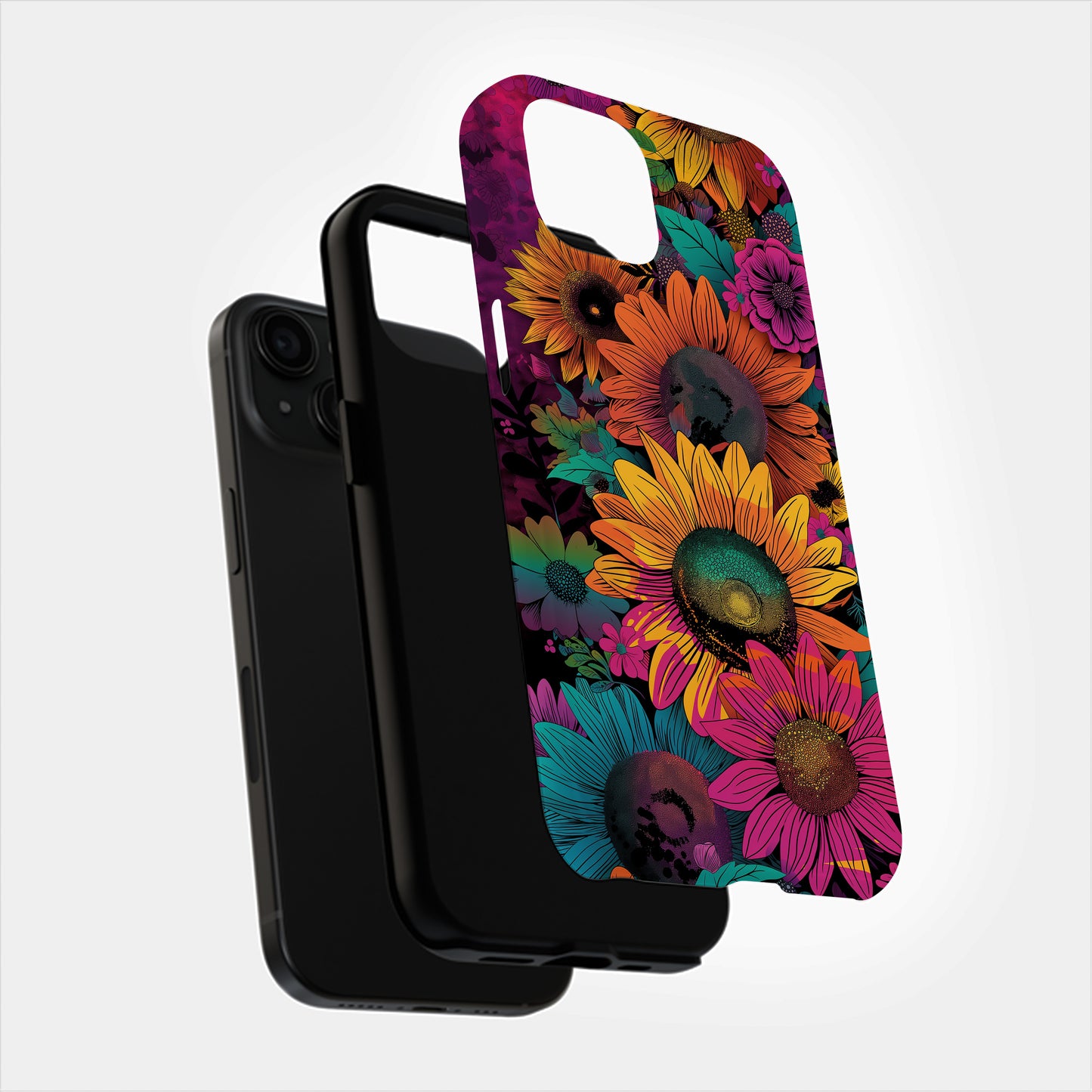 Electric Bloom Burst Phone Case – Retro Sunflower Pop Art