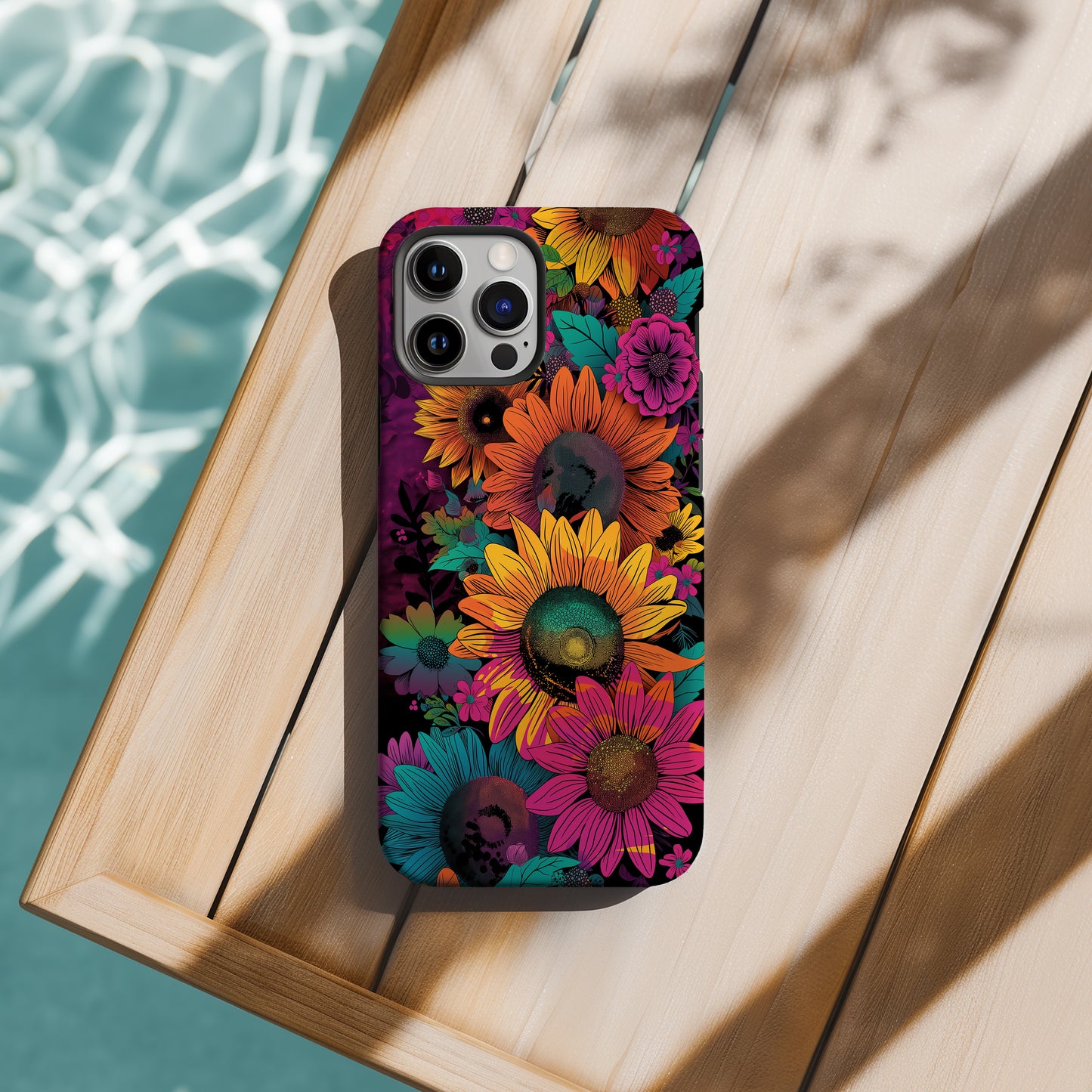 Electric Bloom Burst Phone Case – Retro Sunflower Pop Art