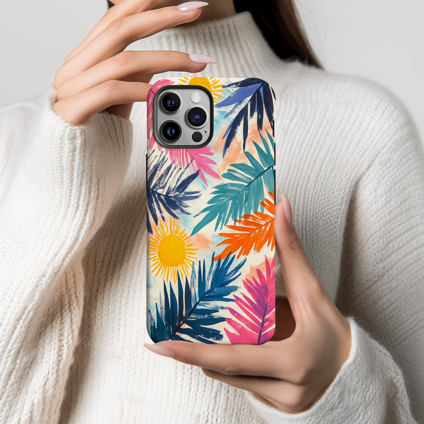 Sun-Drenched Tropics Phone Case – Vibrant Palm Pop Art