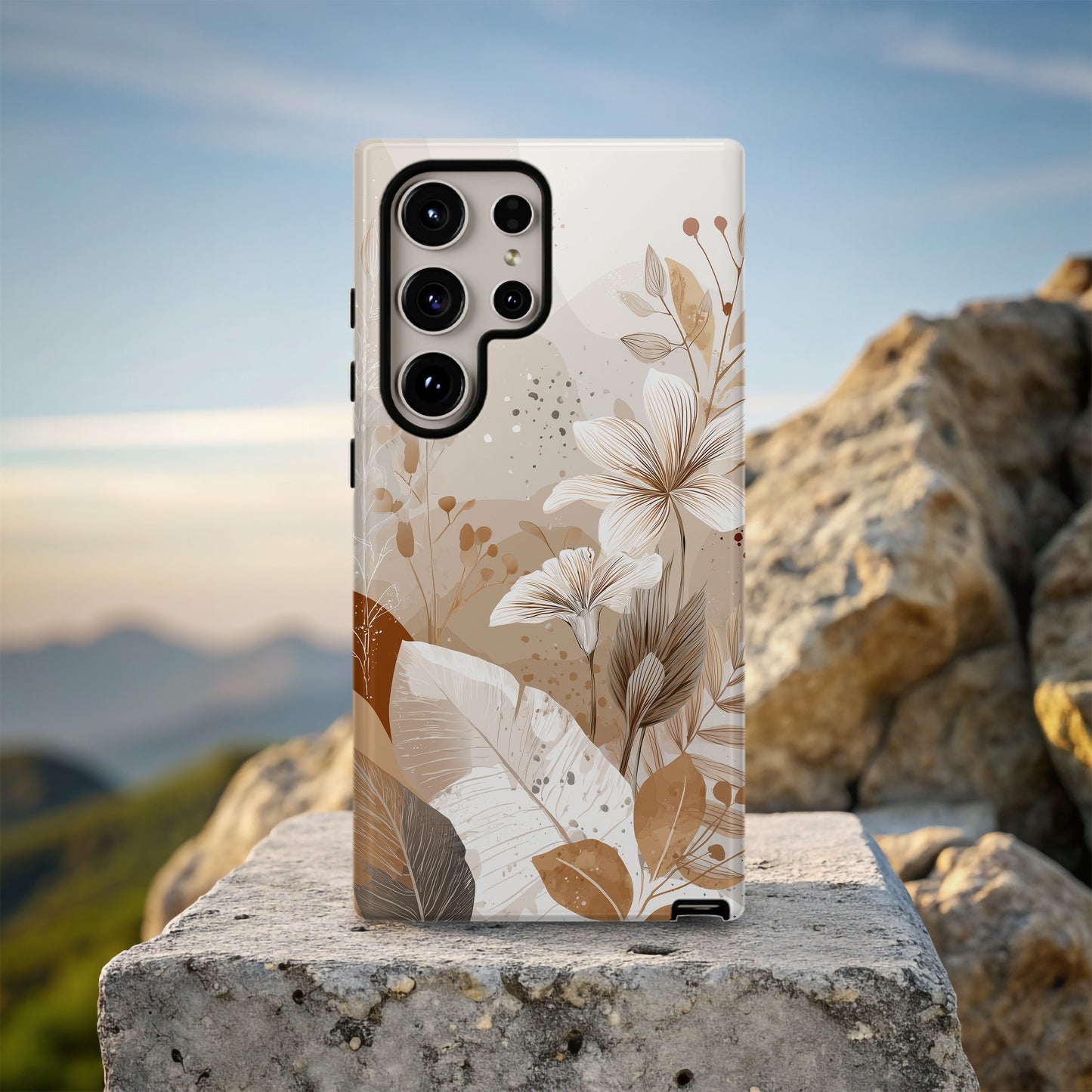 Desert Bloom Elegance Phone Case – Sandstone Botanical