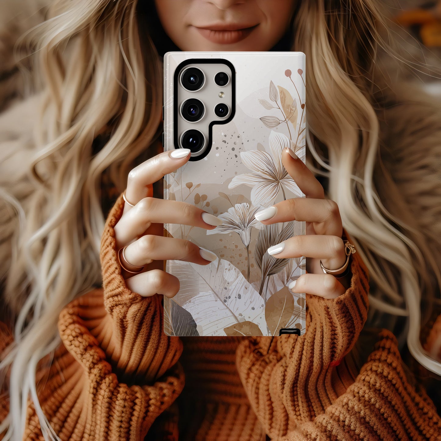 Desert Bloom Elegance Phone Case – Sandstone Botanical