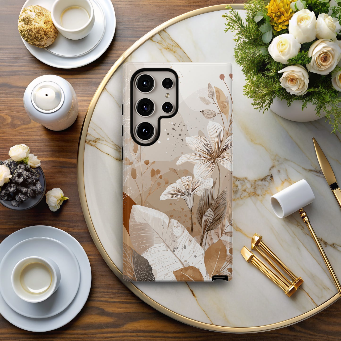 Desert Bloom Elegance Phone Case – Sandstone Botanical