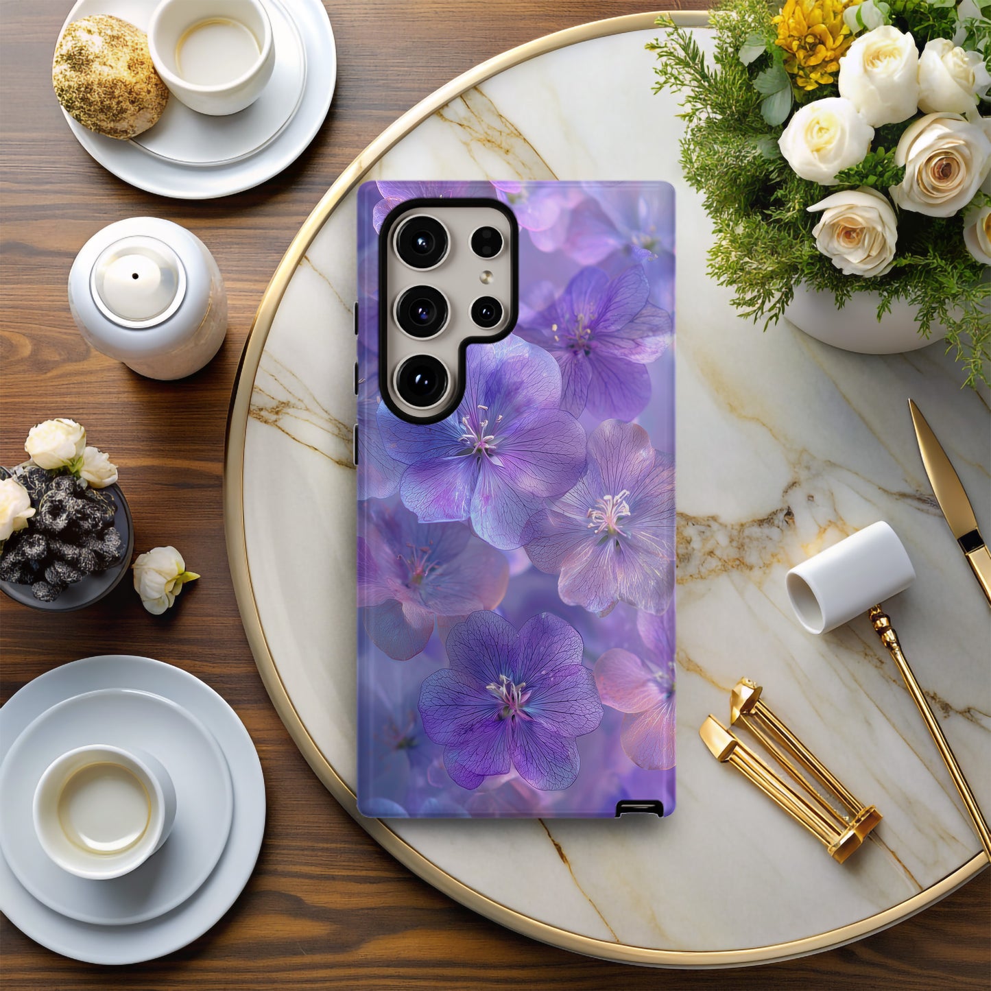Ethereal Bloom Phone Case – Dreamy Violet Petals