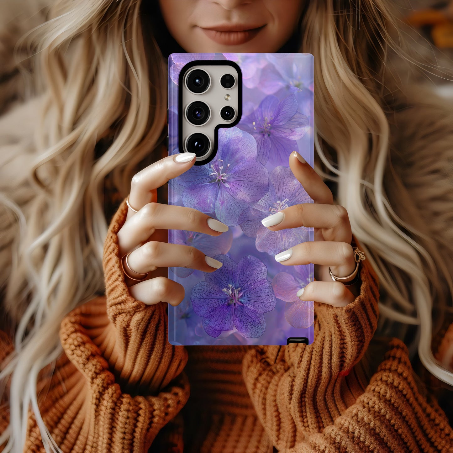 Ethereal Bloom Phone Case – Dreamy Violet Petals