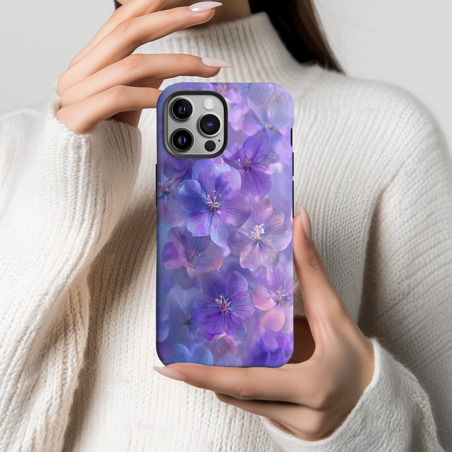 Ethereal Bloom Phone Case – Dreamy Violet Petals