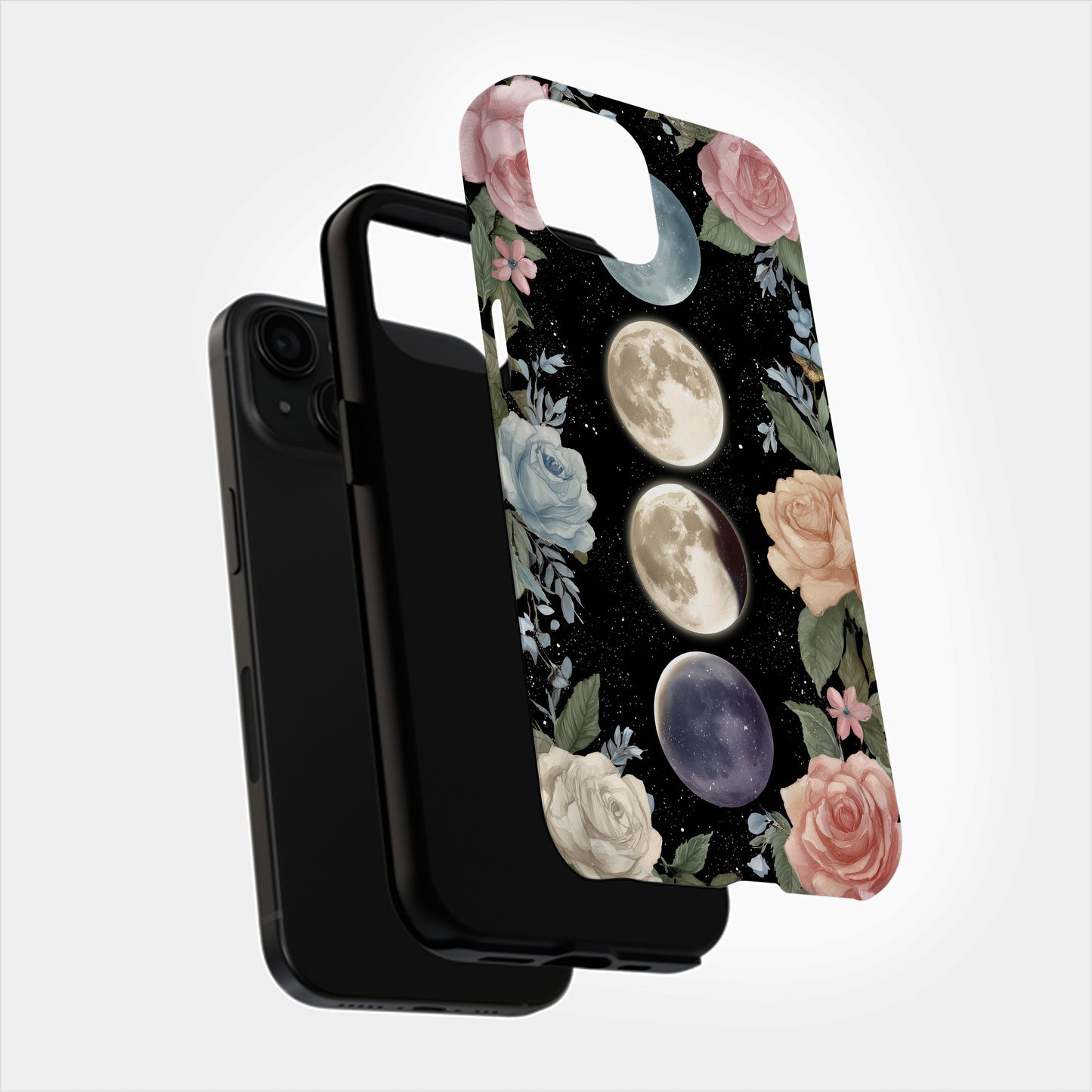 Moonlit Blooms Phone Case – Floral Phases of the Moon