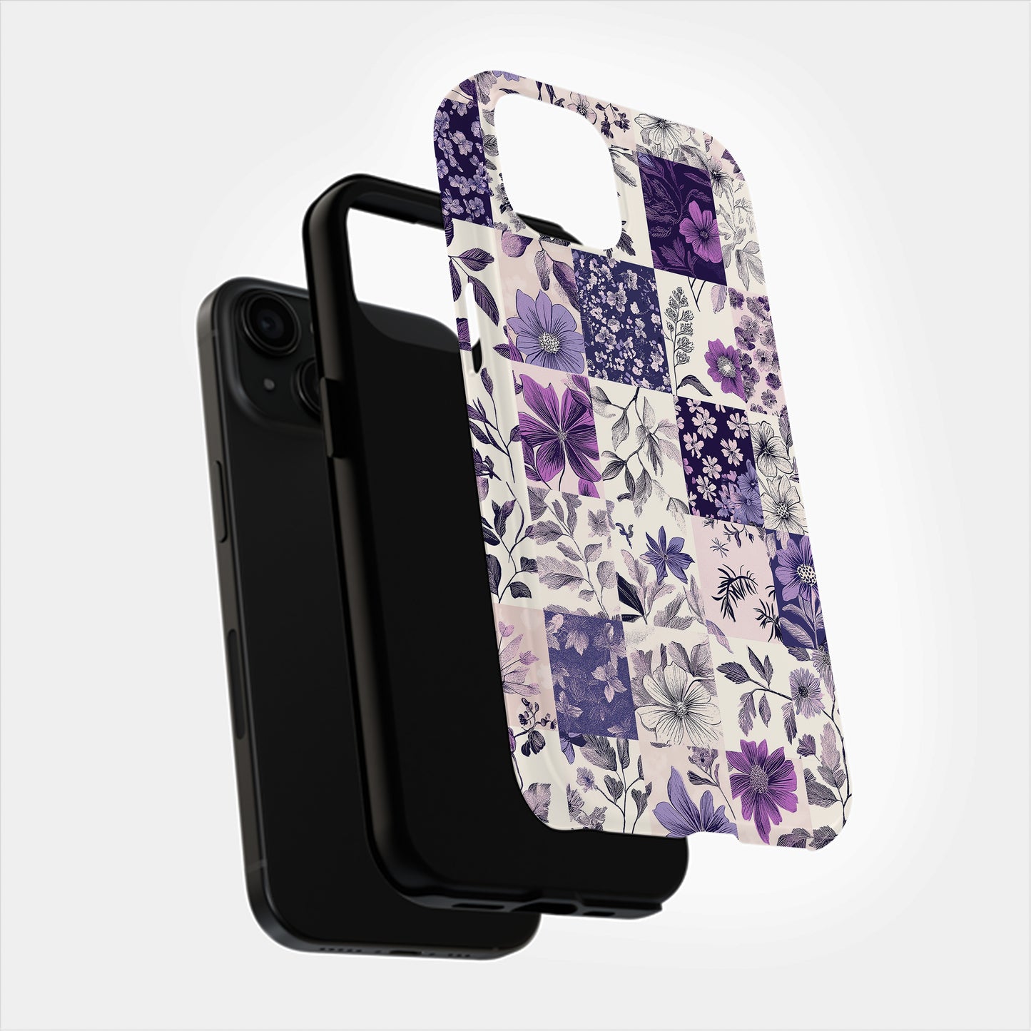 Lavender Garden Quilt Phone Case – Pastel Patchwork Floral Design