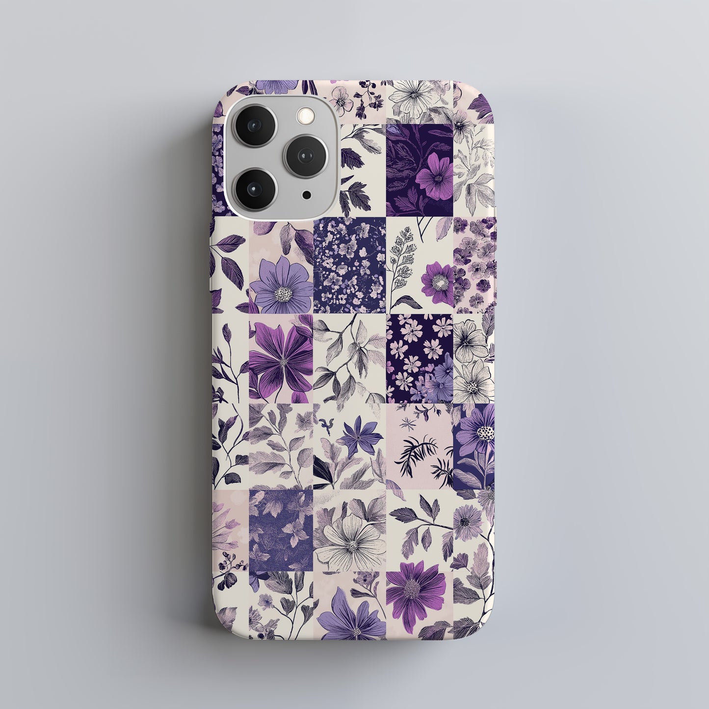 Lavender Garden Quilt Phone Case – Pastel Patchwork Floral Design
