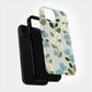 Nordic Bloom Phone Case – Minimal Blue & Cream Floral Motif