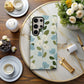 Nordic Bloom Phone Case – Minimal Blue & Cream Floral Motif