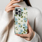 Nordic Bloom Phone Case – Minimal Blue & Cream Floral Motif