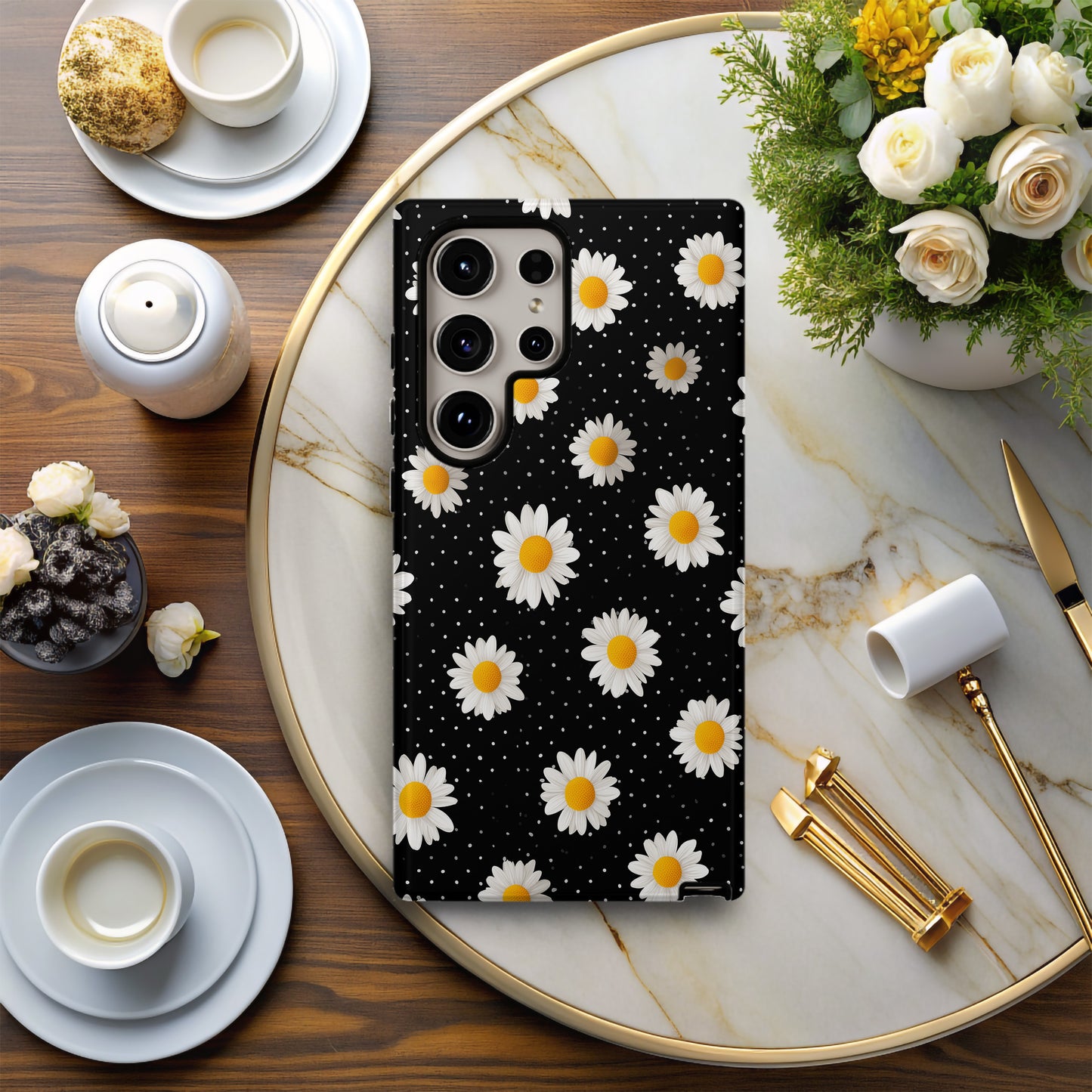 Midnight Daisies Phone Case – Bold, Retro, & Joyfully Classic