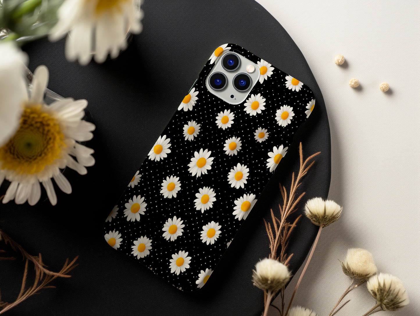 Midnight Daisies Phone Case – Bold, Retro, & Joyfully Classic