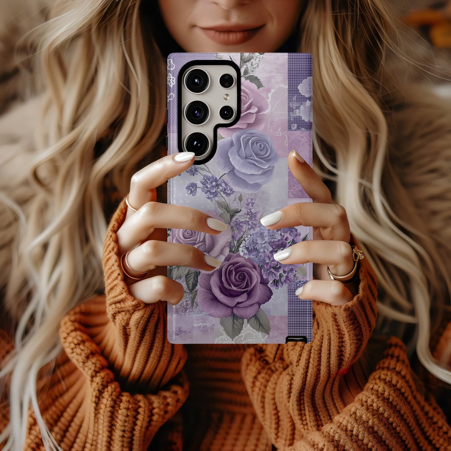 Lavender Lace Garden Phone Case – Soft Romance in Every Stitch
