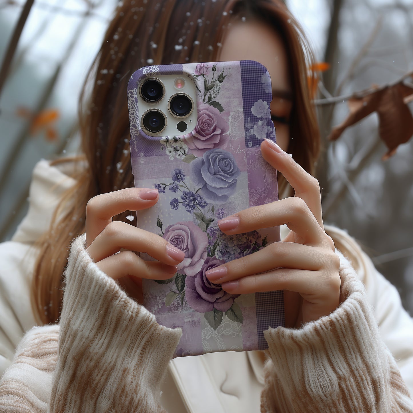 Lavender Lace Garden Phone Case – Soft Romance in Every Stitch