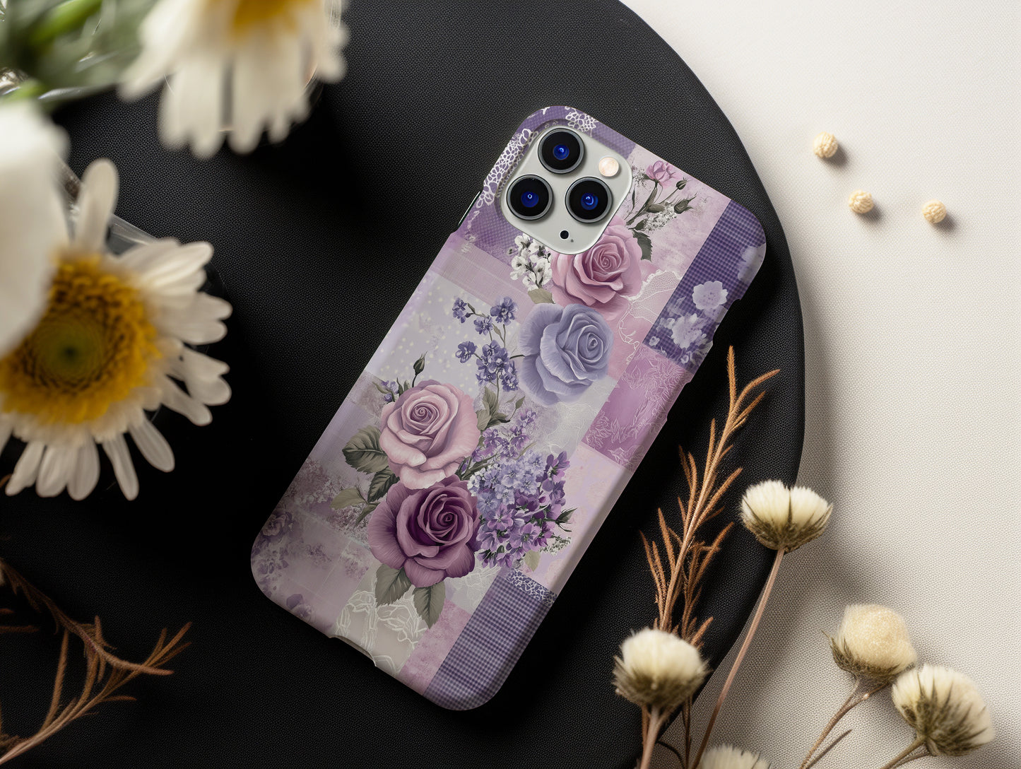 Lavender Lace Garden Phone Case – Soft Romance in Every Stitch