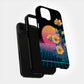 Neon Bloom Horizon Phone Case – Floral Meets Synthwave