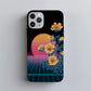 Neon Bloom Horizon Phone Case – Floral Meets Synthwave