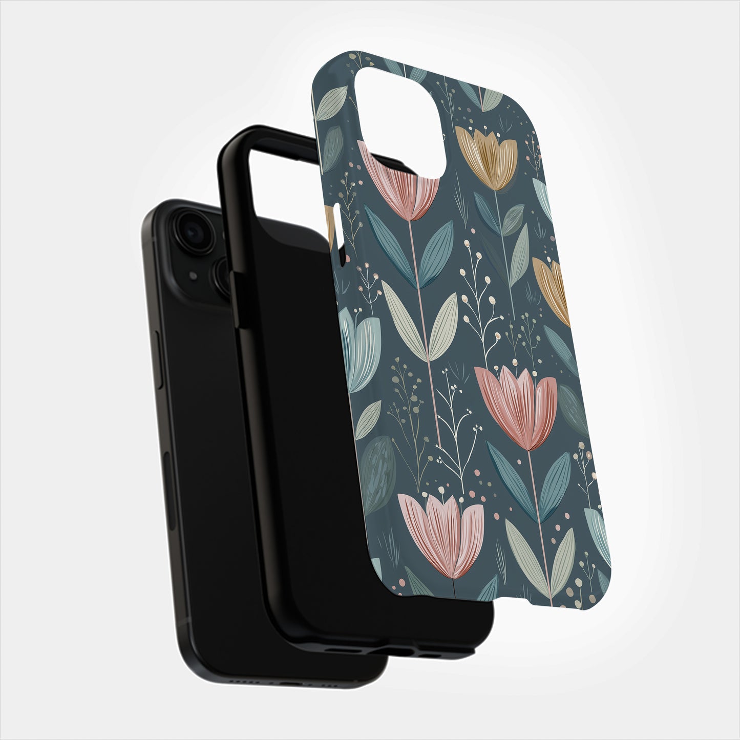 Nordic Meadow Bloom Phone Case – Minimal Folk Charm