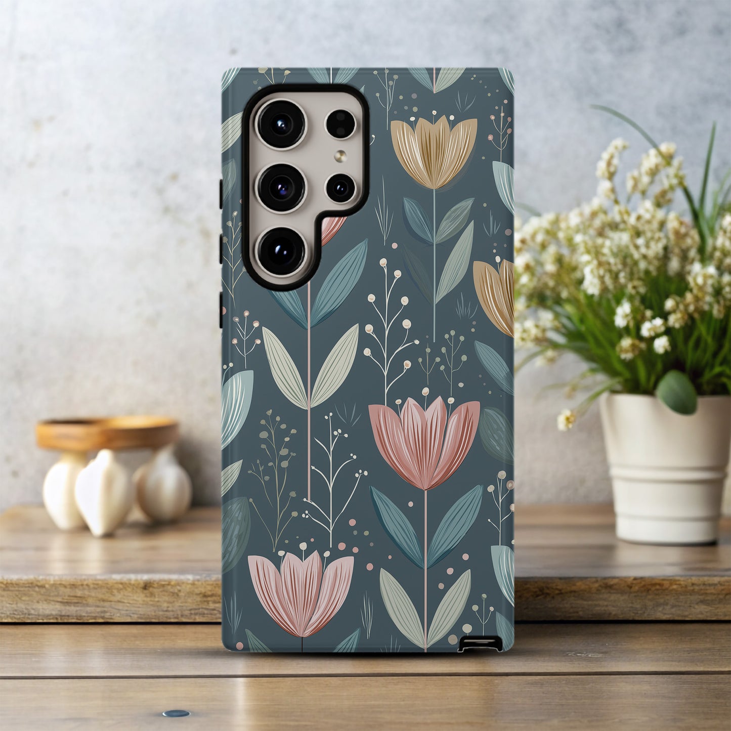 Nordic Meadow Bloom Phone Case – Minimal Folk Charm