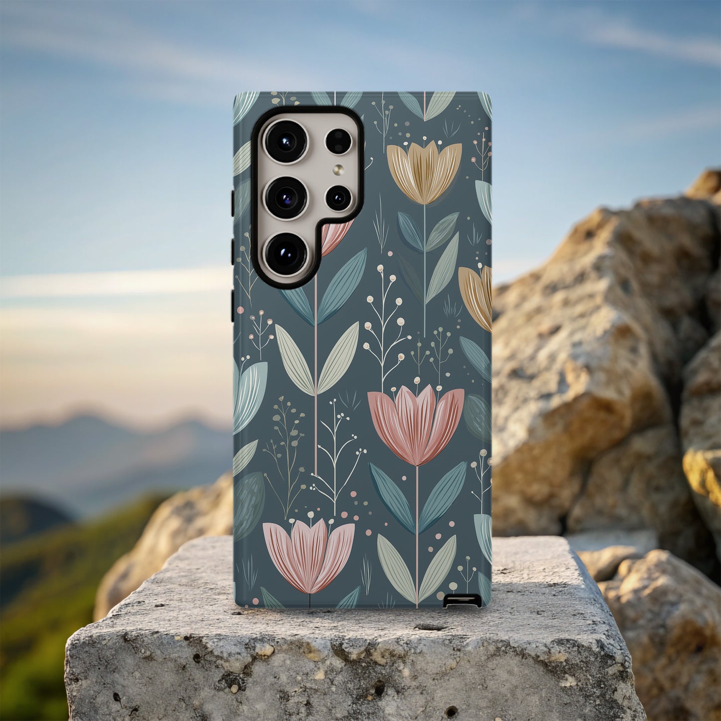 Nordic Meadow Bloom Phone Case – Minimal Folk Charm