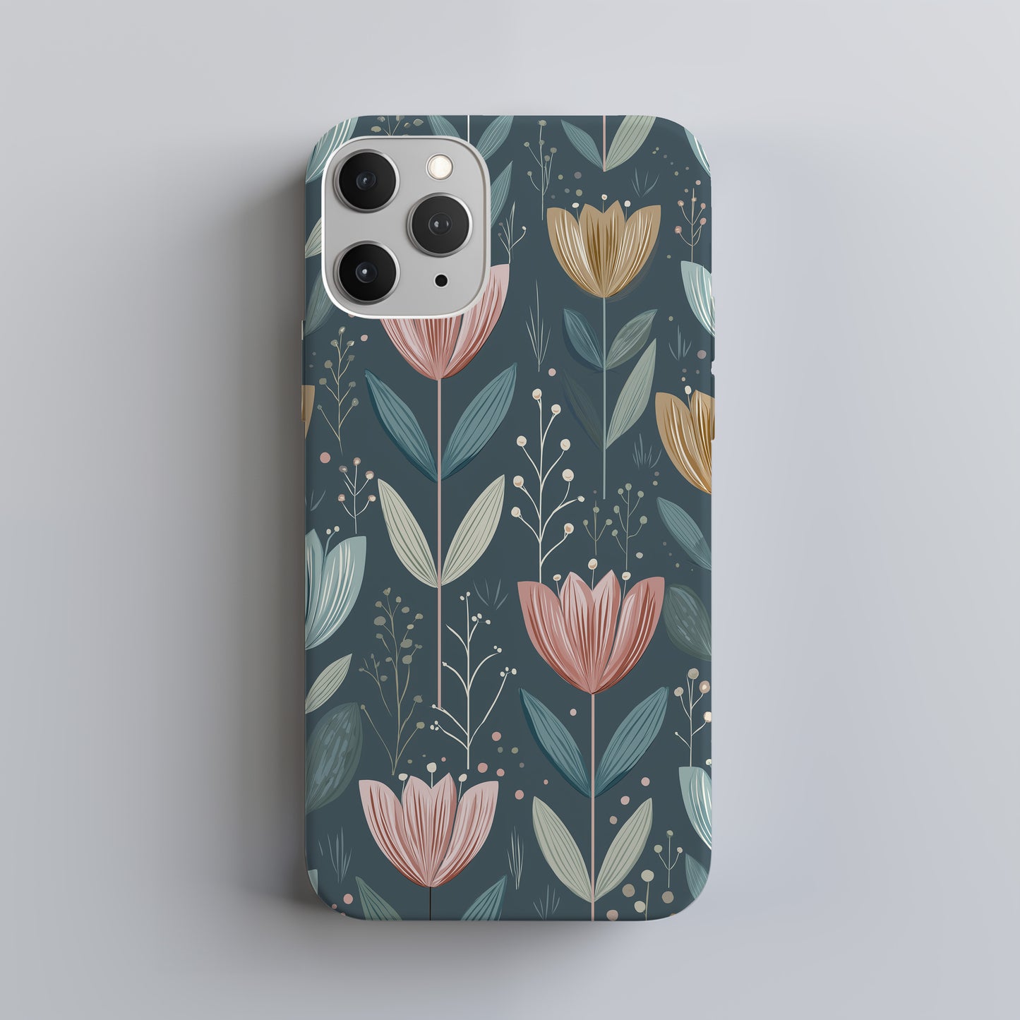 Nordic Meadow Bloom Phone Case – Minimal Folk Charm