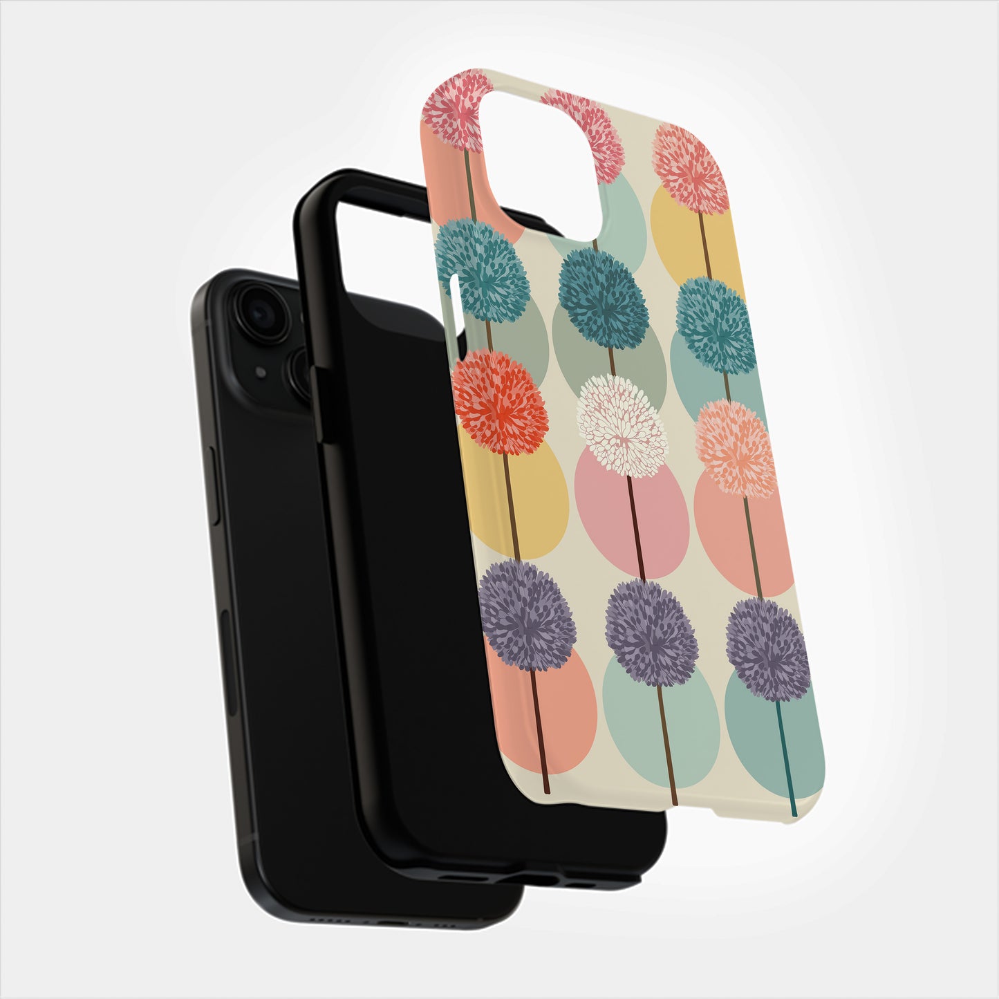 Retro Bloom Rows Phone Case – Mid-Century Floral Pop