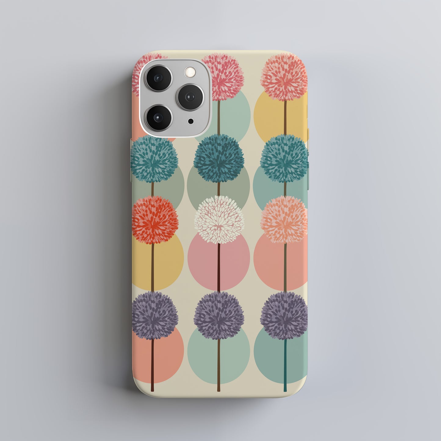 Retro Bloom Rows Phone Case – Mid-Century Floral Pop