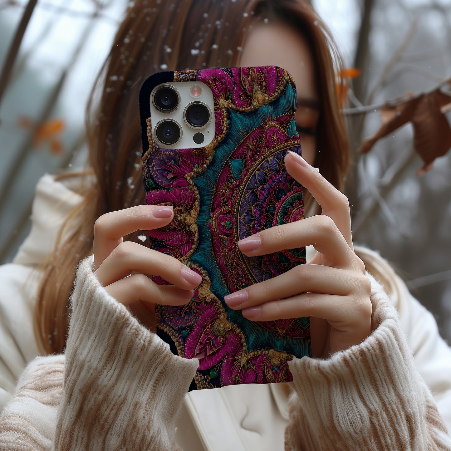 Royal Mandala Bloom Phone Case – Jewel-Toned Opulence