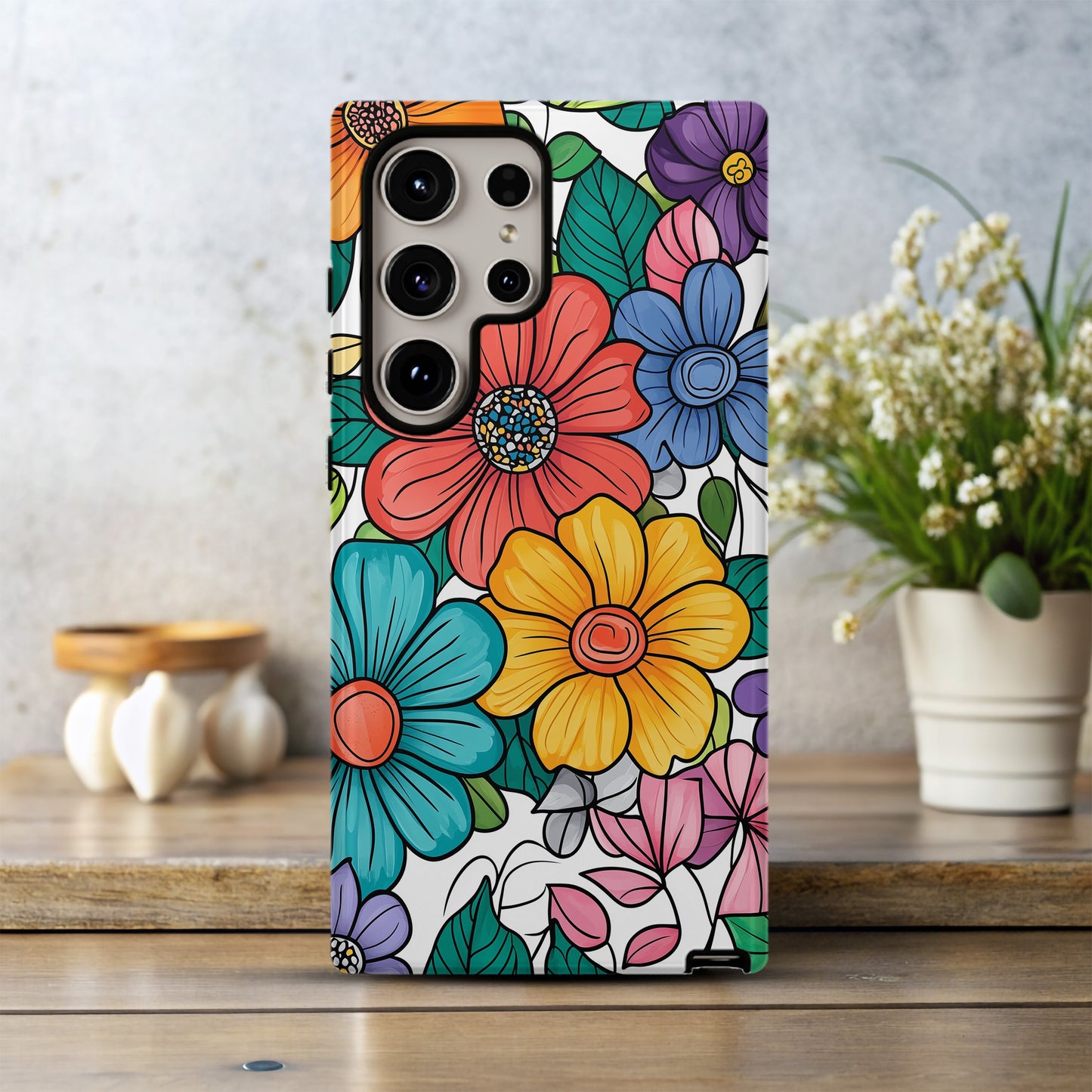 Color Me Blooming Phone Case – Retro Coloring Book Vibes