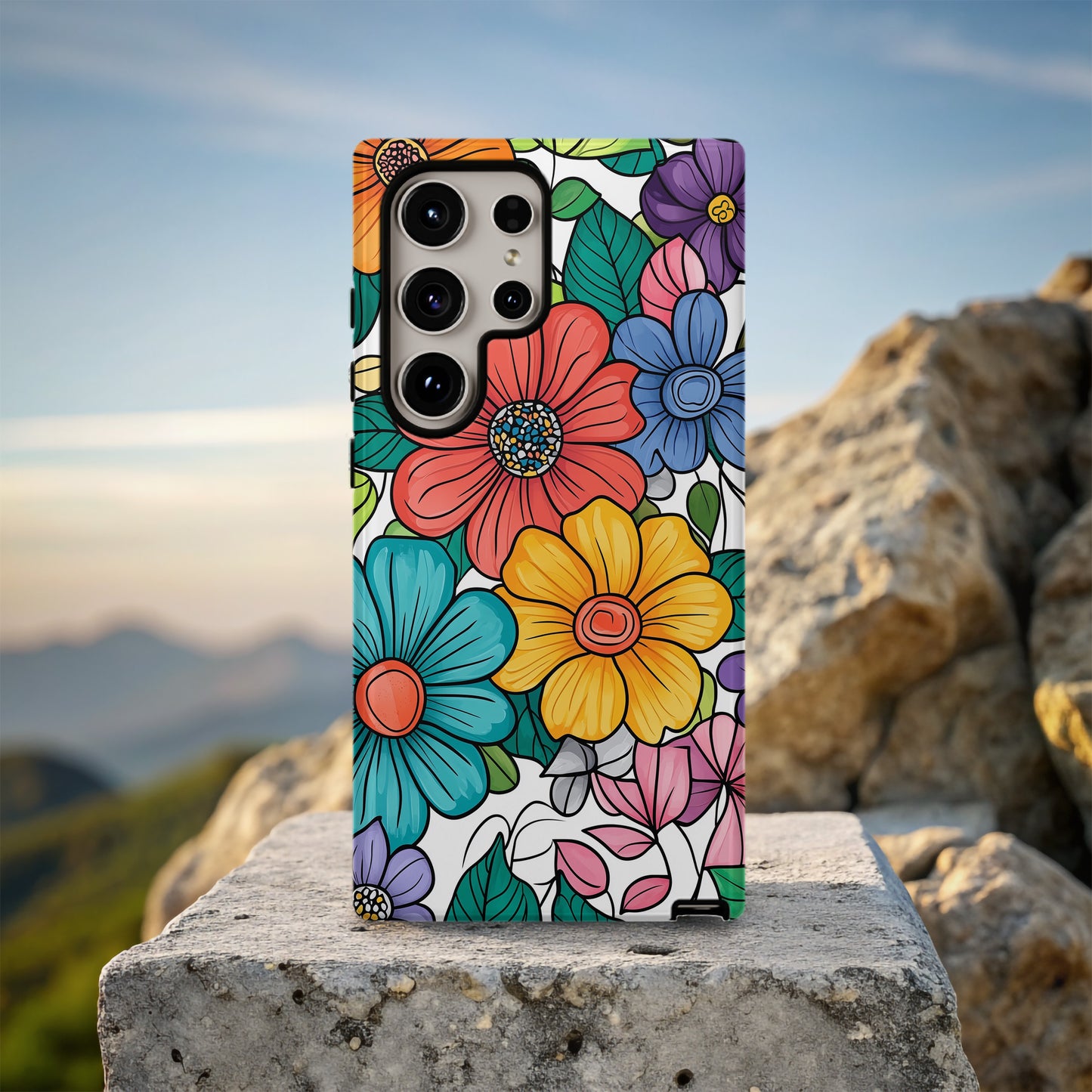 Color Me Blooming Phone Case – Retro Coloring Book Vibes