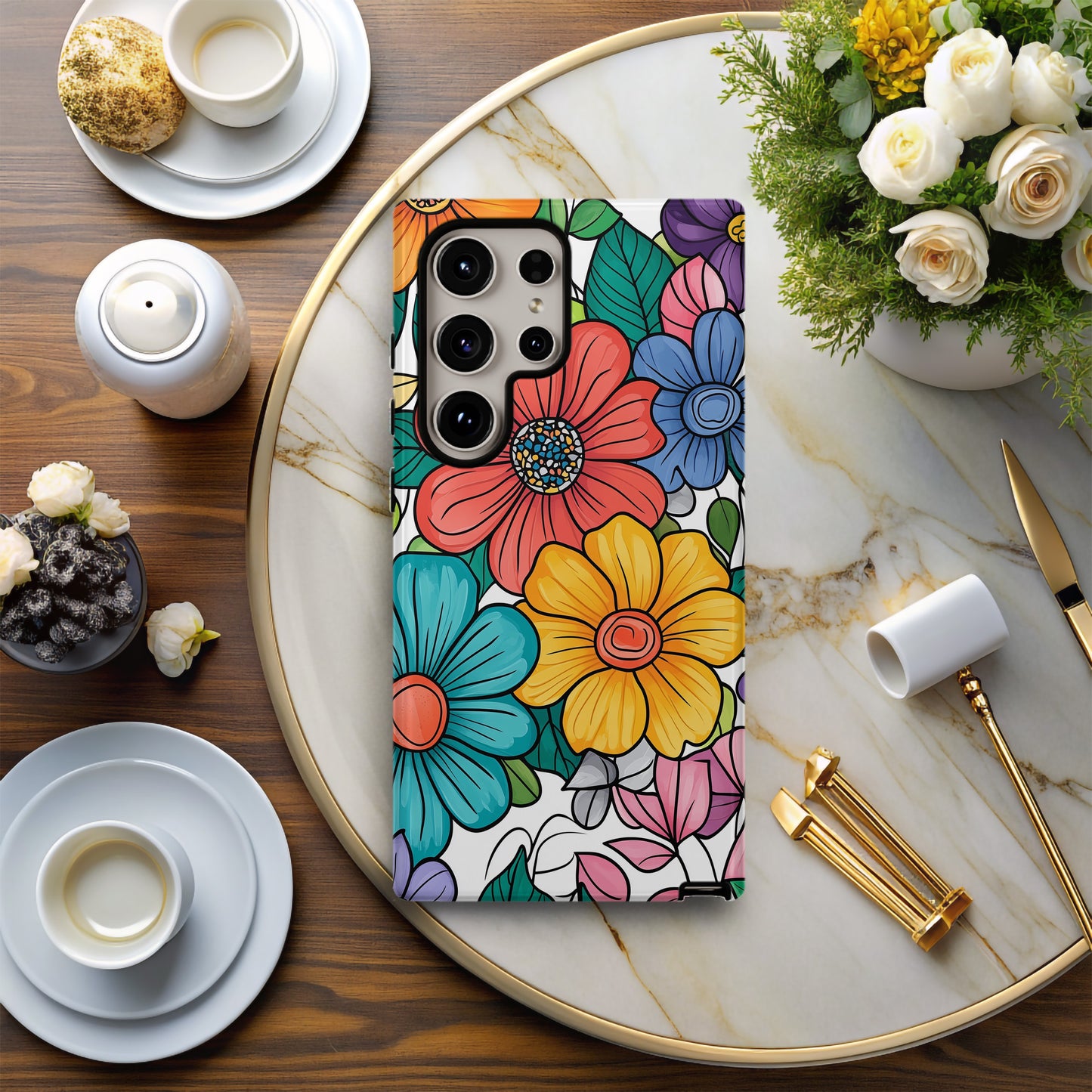 Color Me Blooming Phone Case – Retro Coloring Book Vibes