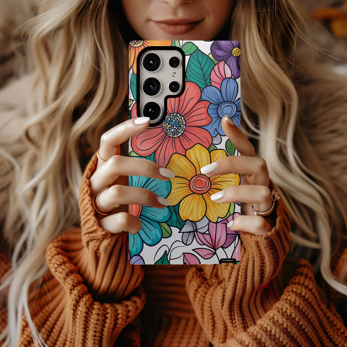 Color Me Blooming Phone Case – Retro Coloring Book Vibes