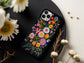 Midnight Bloom – Embroidered Wildflower Phone Case