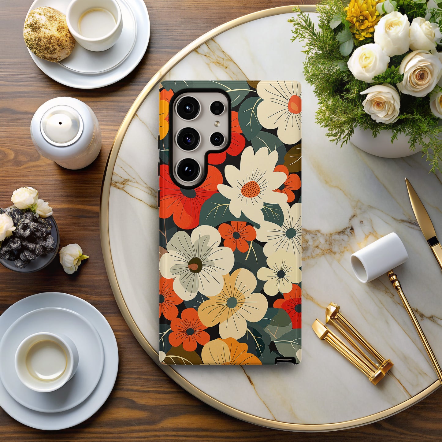 Sunset Garden – Retro Bloom Phone Case