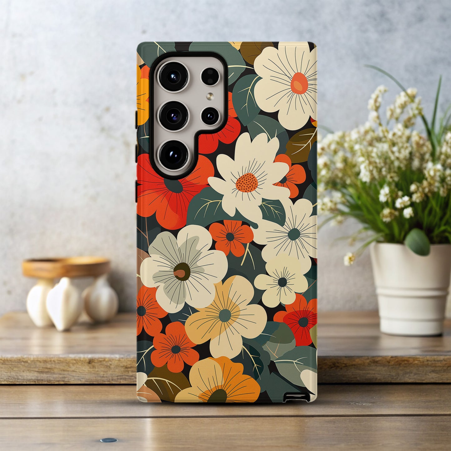 Sunset Garden – Retro Bloom Phone Case